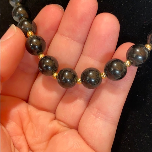 Vintage Black Beaded Necklace - Picture 2 of 4